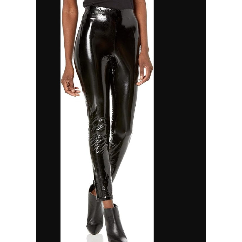 BlankNYC Size 25 Faux Vegan Leather Black pants Leggins back slit bodycon shiny