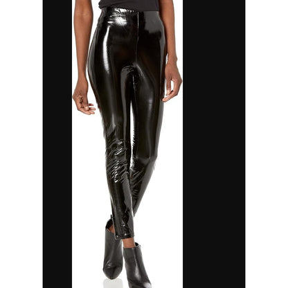 BlankNYC Size 25 Faux Vegan Leather Black pants Leggins back slit bodycon shiny