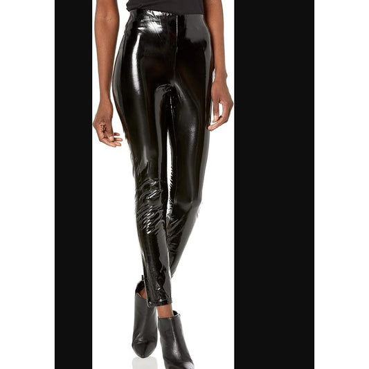 BlankNYC Size 25 Faux Vegan Leather Black pants Leggins back slit bodycon shiny