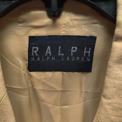 Lauren by Ralph Lauren Vintage Peach 100% Linen Double Breasted Blazer Small