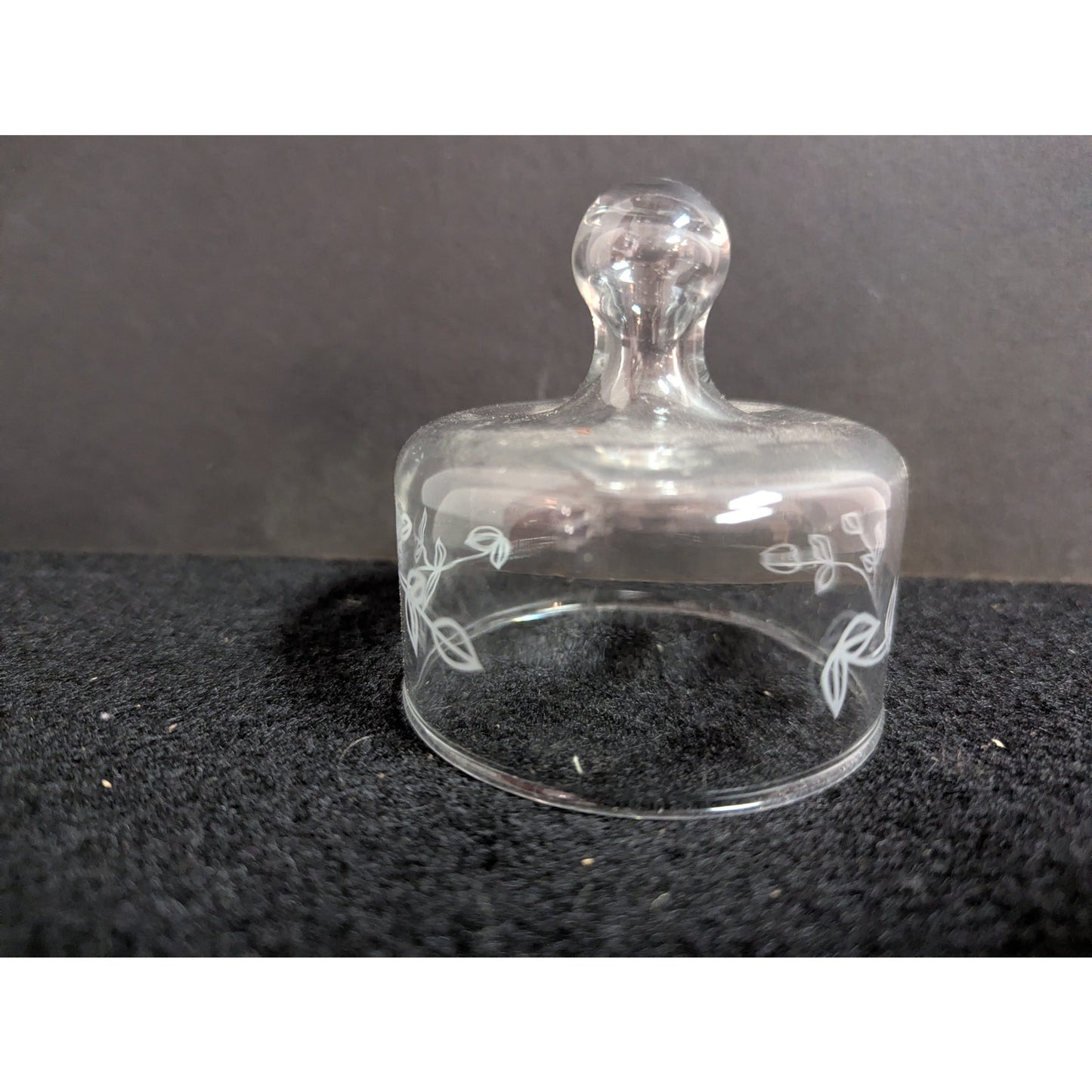 Vintage Etched Glass Mini Cheese/Butter Dome with Underplate