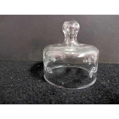 Vintage Etched Glass Mini Cheese/Butter Dome with Underplate