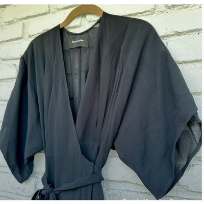 Reformation Winslow Black Wrap Maxi Dress XS NEW Sheer Flowy butterfly Sleeve