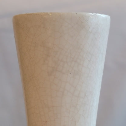 Handpainted Portugal vase blue white floral crackle underglaze 6.5"