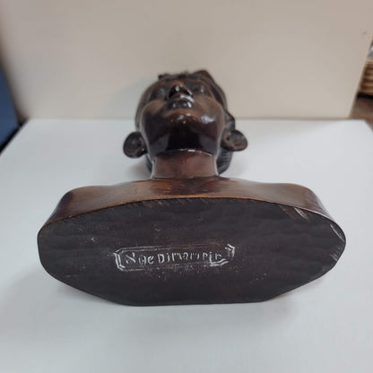 Signed Bali wood carving carved hard wood Balinese Carved Young Man