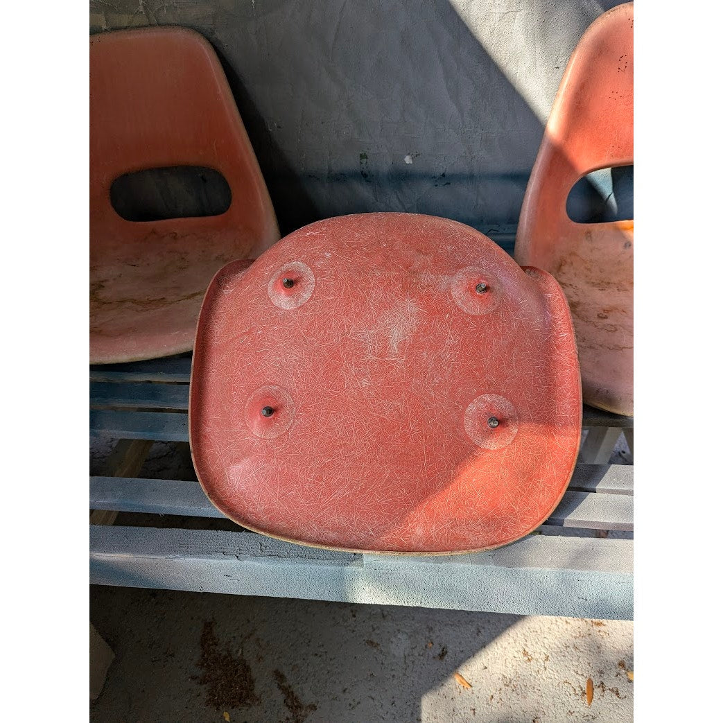 Set of 3 Vintage Red Chairs no base KRUEGER Green Bay MCM Eames Era NEEDS WORK