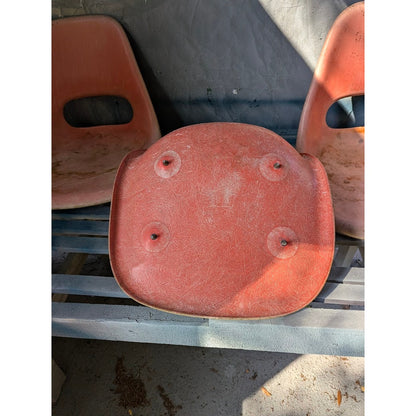 Set of 3 Vintage Red Chairs no base KRUEGER Green Bay MCM Eames Era NEEDS WORK