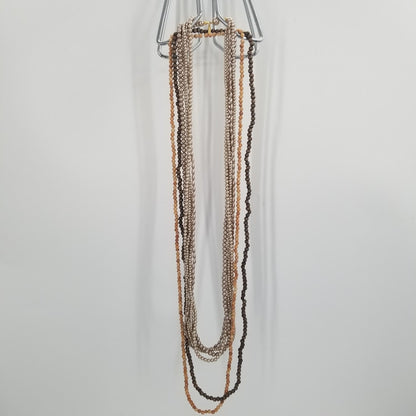 Marvella Multi strand pearl gold necklace and 2 brown stone for stacking