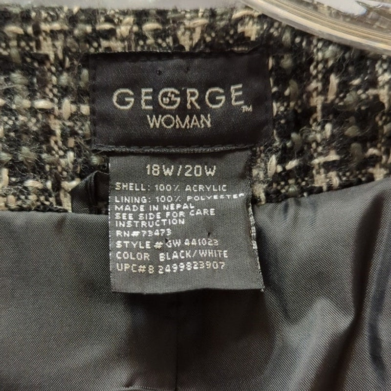 George Woman Black and White Tweed Blazer Size 18W/20W Plus Size Lined