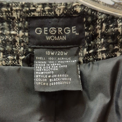 George Woman Black and White Tweed Blazer Size 18W/20W Plus Size Lined