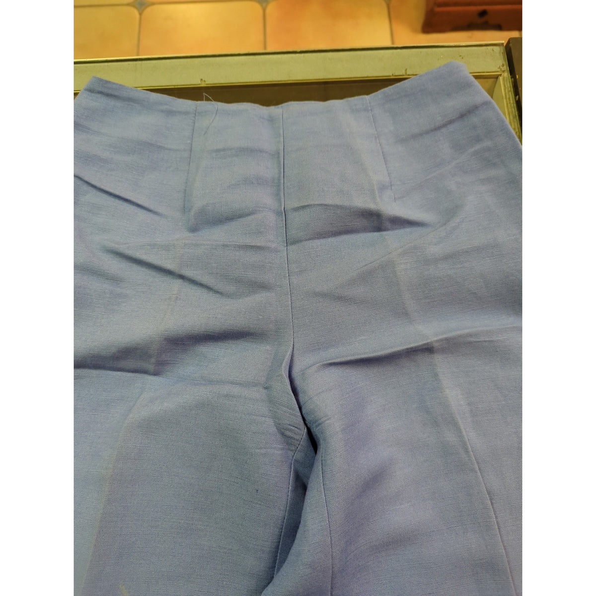 Emma James 4P Flat Front Side Zip No pockets Linen Pants High Waist Hem detail