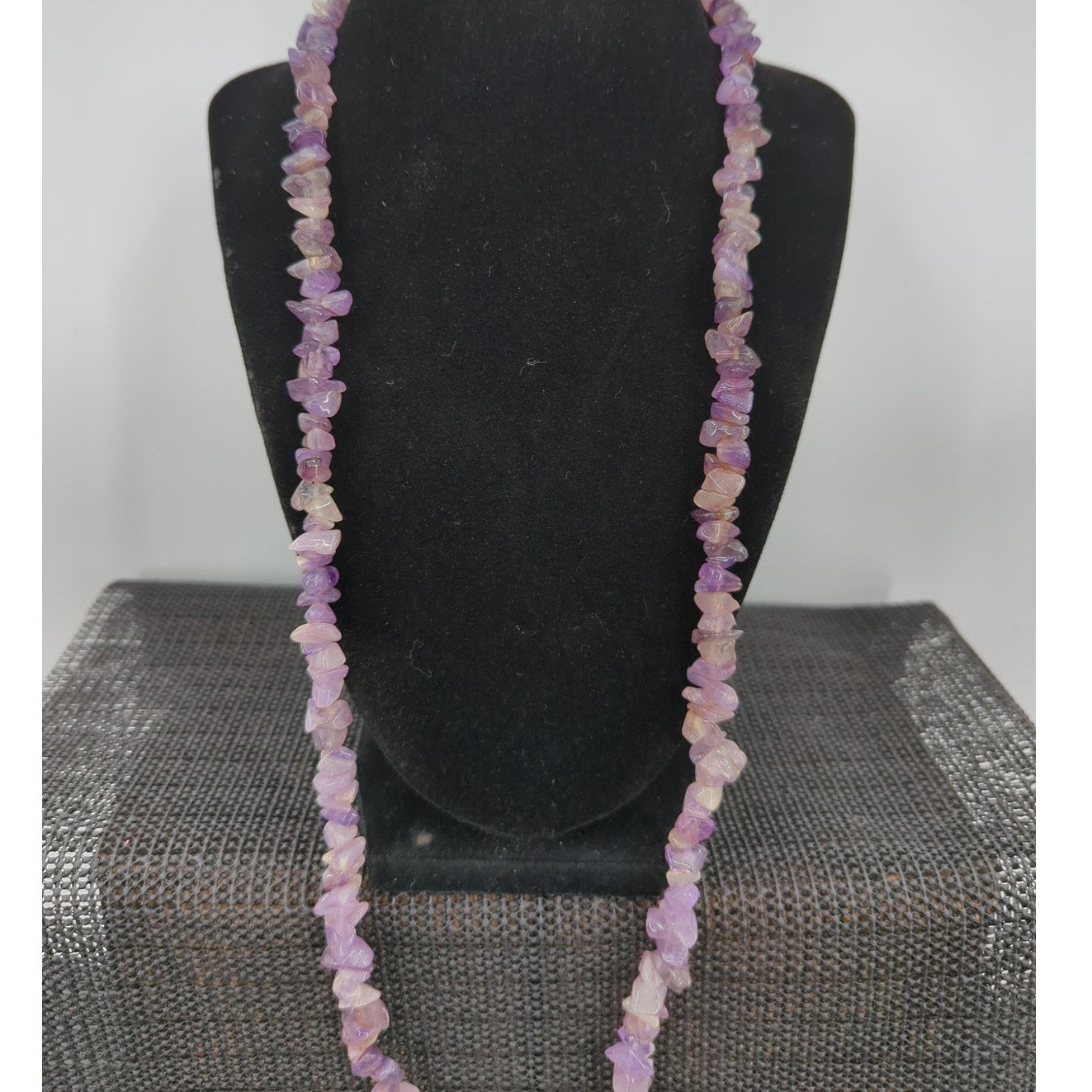 Vintage Endless Necklace 17" Amethyst Chip Layered Strand BOHO earthmother