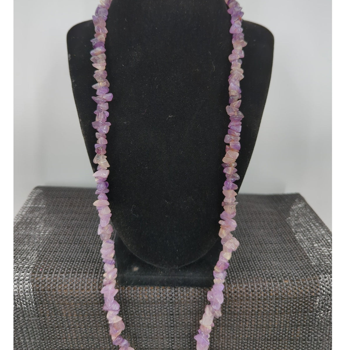 Vintage Endless Necklace 17" Amethyst Chip Layered Strand BOHO earthmother