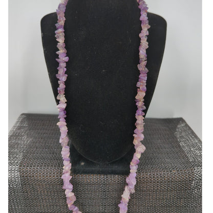 Vintage Endless Necklace 17" Amethyst Chip Layered Strand BOHO earthmother