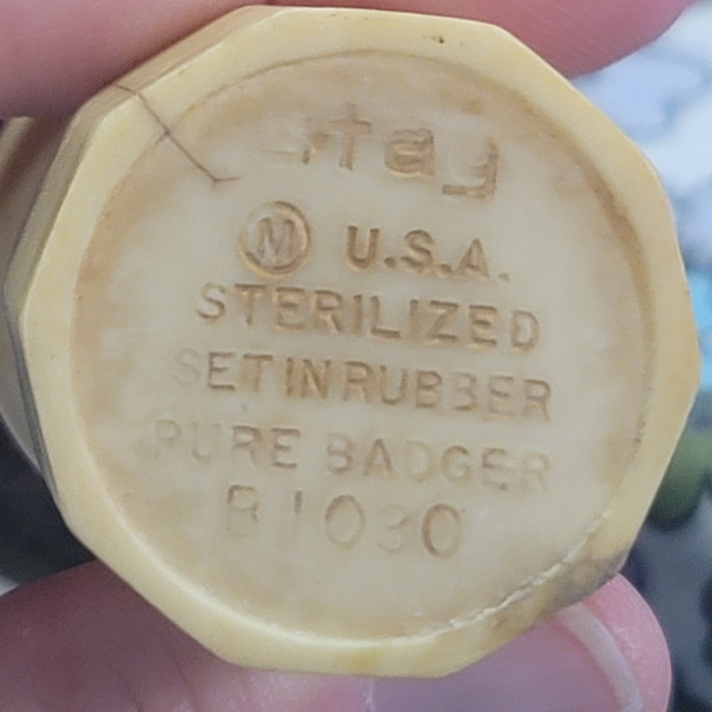Vintage STAY USA 1950s Celluloid B1030 badger Bristle Shaving Brush