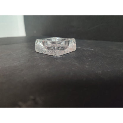 Vintage Square Pressed Glass Open Salt Cellar Cut Pattern Table Accent