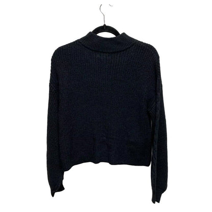 BP Black Balloon Sleeve Cable Knit Crew Neck Thermal Pullover Sweater MEDIUM new