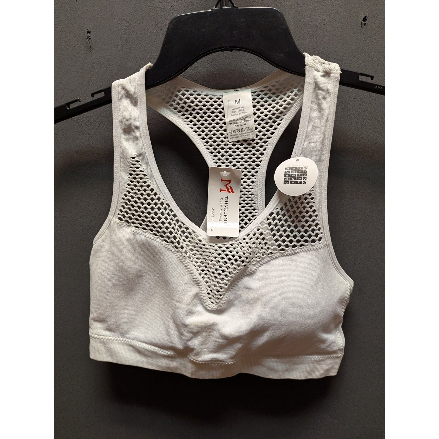 Think of ME sports bra Size Medium racerback mesh padded NEW