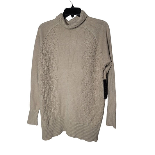 NEW Cyrus XL Pullover Turtleneck Cable Knit Sweater Taupe Tan Long Sleeve Ribbed