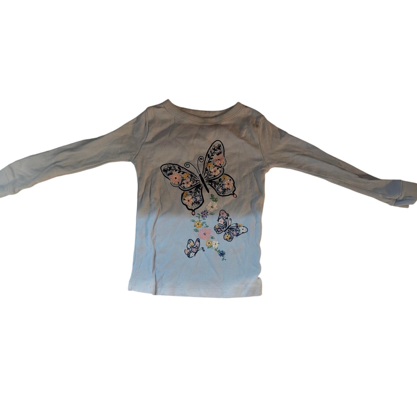 Member’s Mark Toddler Girls Blue Butterfly Pajama Shirt Size 2T