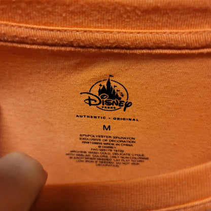 Disney Parks Size Medium Orange T-Shirt Rolled Short Sleeve Mickey Mouse PreOwn