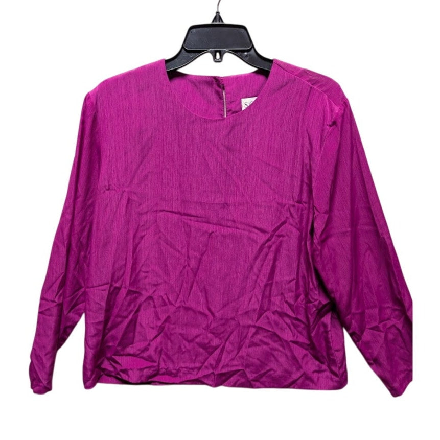 S G Sport Career long Sleeve Pullover Blouse Shirt LARGE Purple Keyhole Back