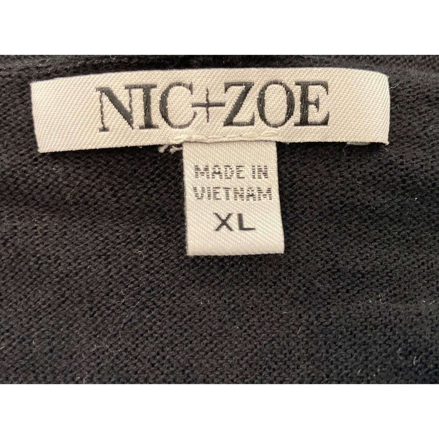 Nic + Zoe Book Club Button Cuff Open Cardigan XL/Extra Large in Black Onyx NWT