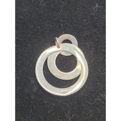 Mid-Century Modern Sterling Silver Triple Spiral Hoop Pendant MCM Brutalist 925