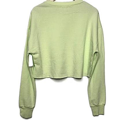 NWT BP. Long Sleeve Cropped Side Vent Sweatshirt Sz Medium in Green Limecream