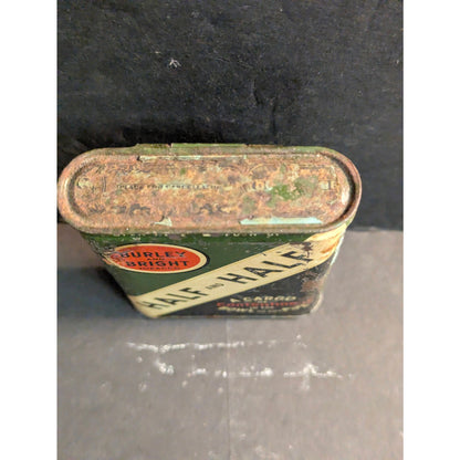 Vintage Half and Half Tobacco Pocket Tin Empty Flip Lid container Man Cave Prop