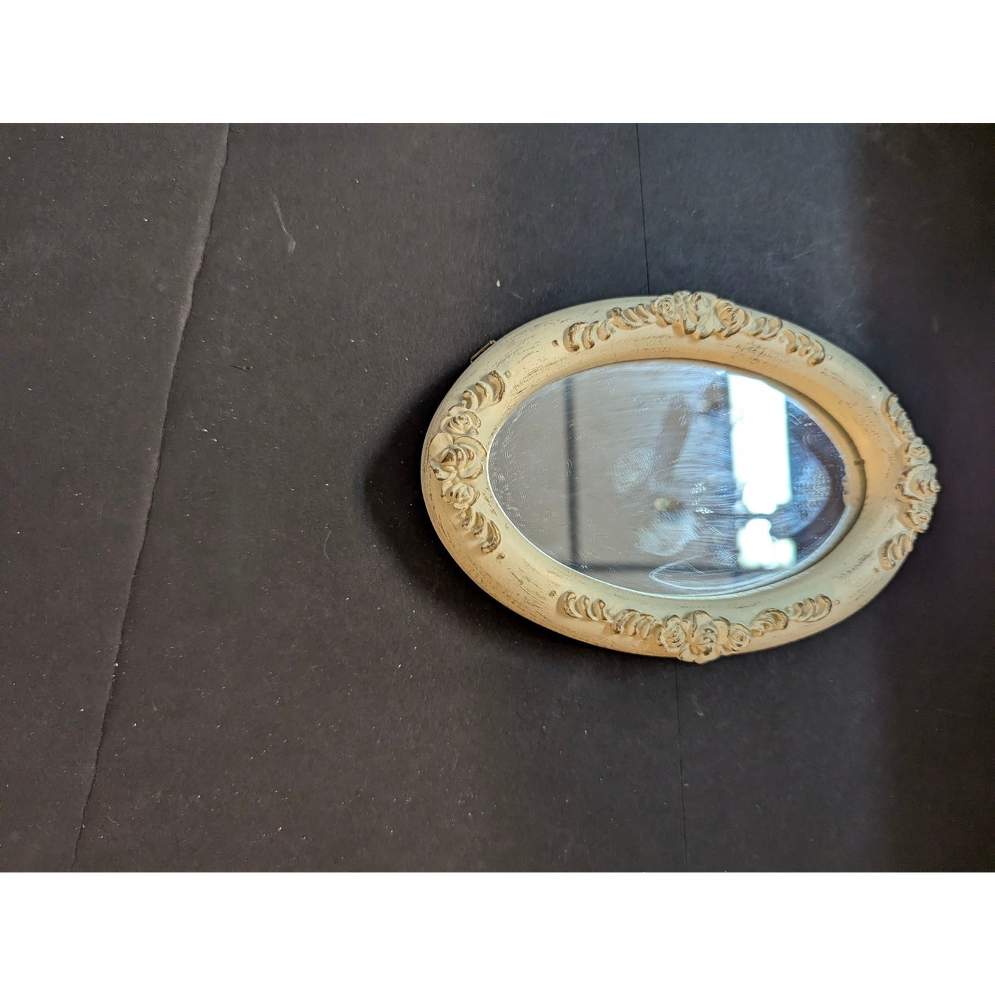 Vintage Cream Ornate Oval Miniature Wall Pocket Mirrors Craft Lot of 4