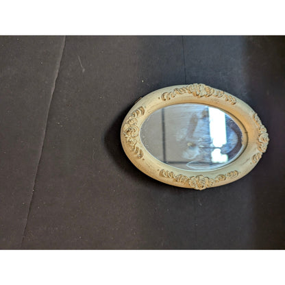 Vintage Cream Ornate Oval Miniature Wall Pocket Mirrors Craft Lot of 4