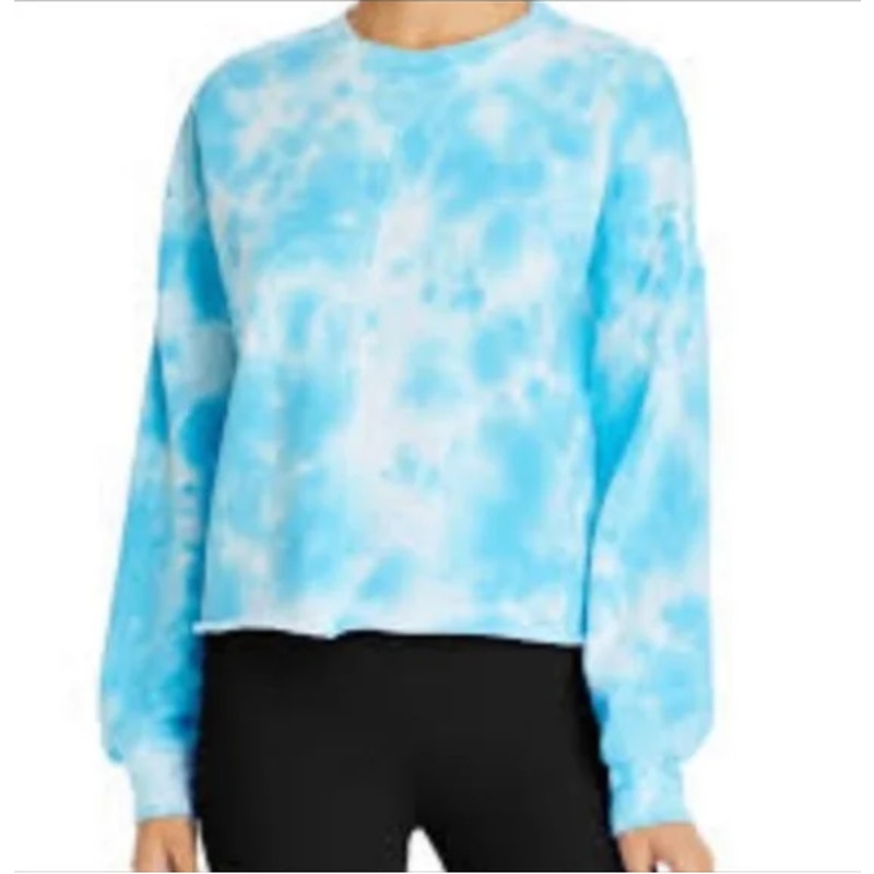 Kut From Kloth Michaela Tie-Dye SweatShirt MEDIUM long sleeve blue water crew