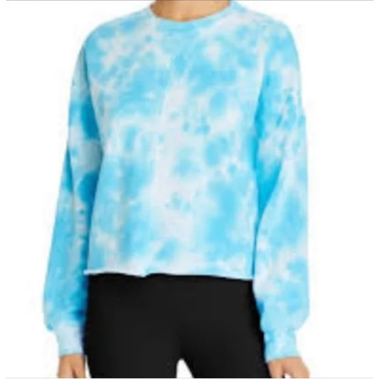 Kut From Kloth Michaela Tie-Dye SweatShirt MEDIUM long sleeve blue water crew