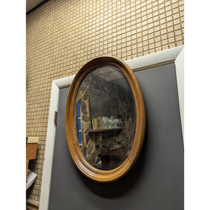 Secondhand Sandies:  mirror Oak Oval 21" x 28"
