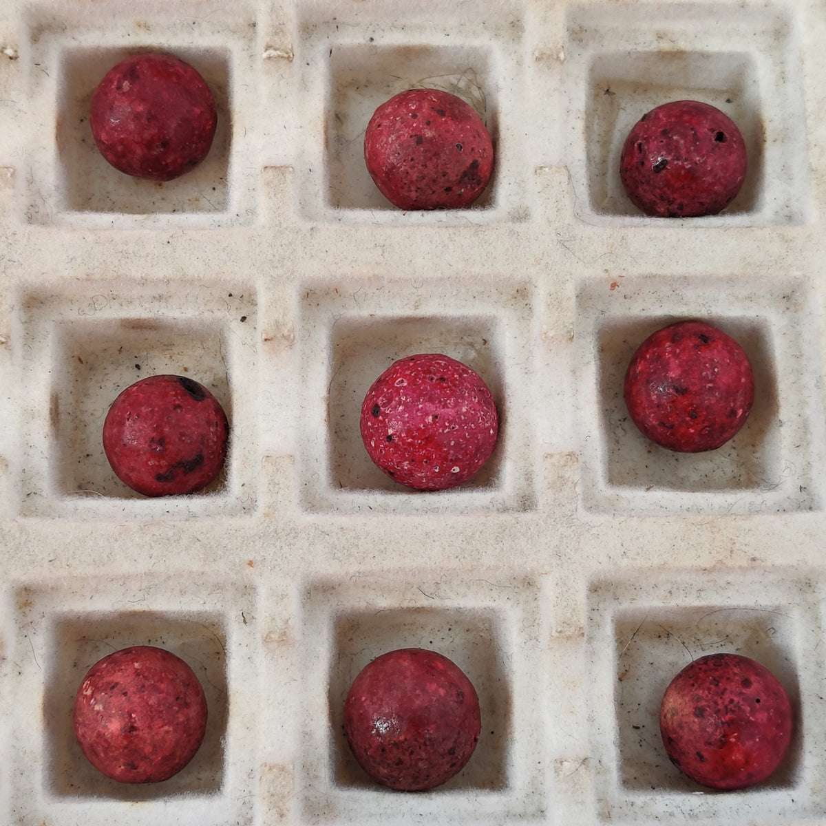 Antique German Handmade Clay Marbles Bulk Job Lot of 36 Red & Coral 9/16" #H16