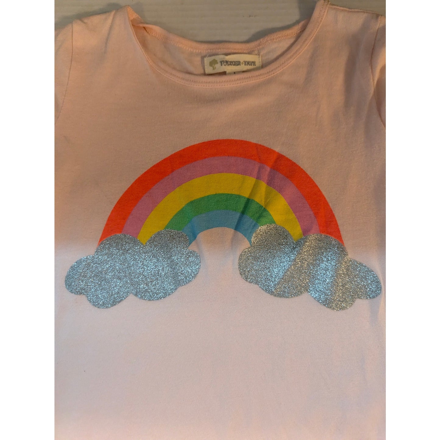 Tucker + Tate Girls Pink Rainbow Short Sleeve Graphic Shirt Size 5 NWT