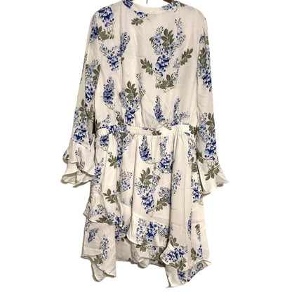 Vince Camuto Chiffon Asymmetrical Ruffle Button Front Dress Sz 12 in Ivory NWT