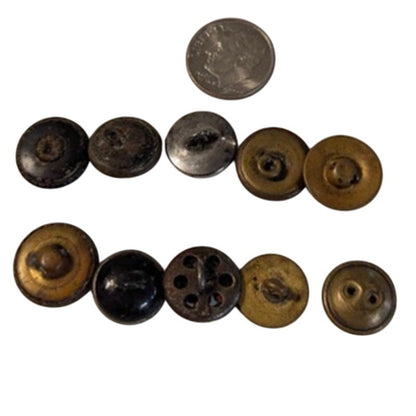 LOT of 10 Antique Vintage Victorian Brass Mixed Materials Buttons ESTATE FIND