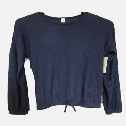 NEW Nordstrom 1901 NWT Women's Top thermal Navy Peacoat Shirt Blue Medium 8-10