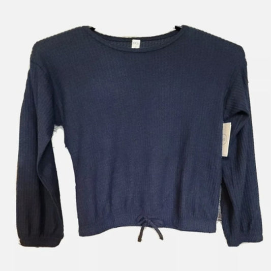 NEW Nordstrom 1901 NWT Women's Top thermal Navy Peacoat Shirt Blue Medium 8-10