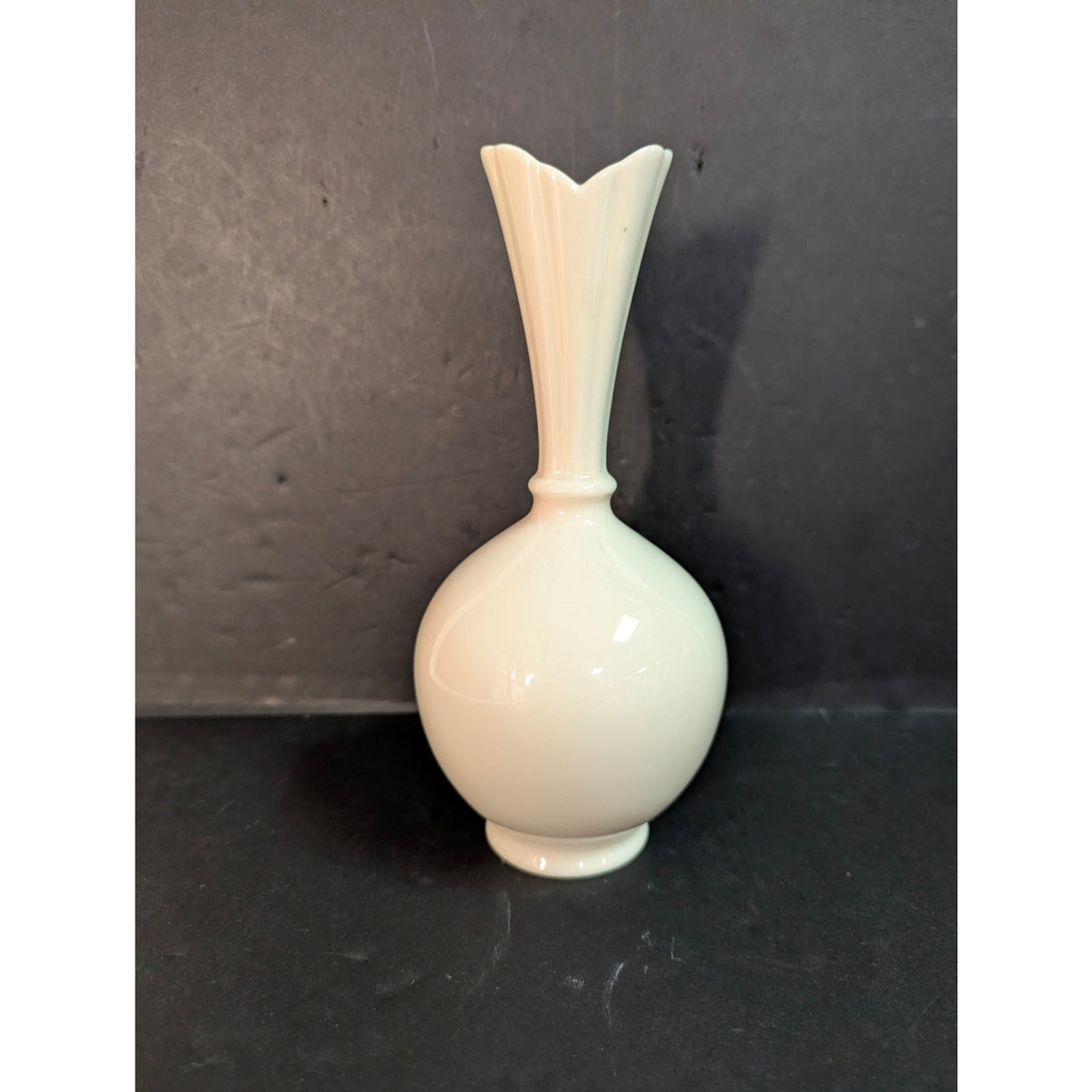 Vintage Lenox Bud Vase 7.5 " Cream Ivory Porcelain Fluted Trumpet Classic