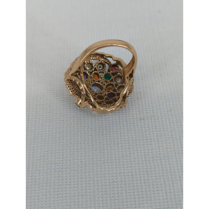 Nicky Butler Vintage Multi Gemstone Bohemian Art Deco Cluster Ring Size 7.5