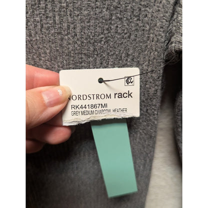Abound Side Slit Rib Knit Long Sleeve Round Neck Midi Dress Sz Small Grey NWT