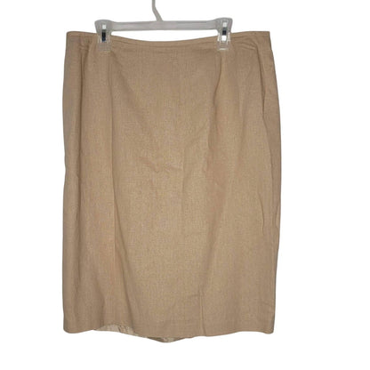 Isalbella Pencil Skirt 14W Linen Blend Tan Lined A-line Rear Zip Career Wiggle