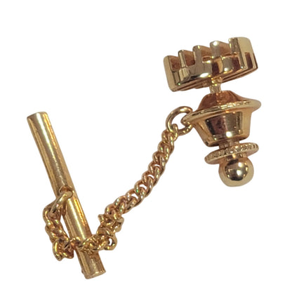 Vintage MCM style Gold Tie tack Abstract Modernist Design Crosshatch Openwork
