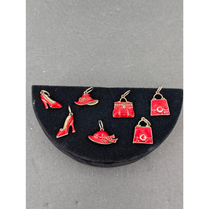 Vintage Avon Red Hat Red Shoes Purses 9 Charm Fashion BRACELET