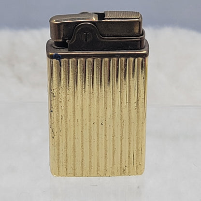 Vintage Ribbed Gold Mechanical Music Box Pocket Lighter Japan Smoke Gets In Eyes