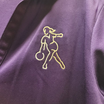 Port Authority Purple Bowling Womens Logo Performance Polo Shirt Retro Large