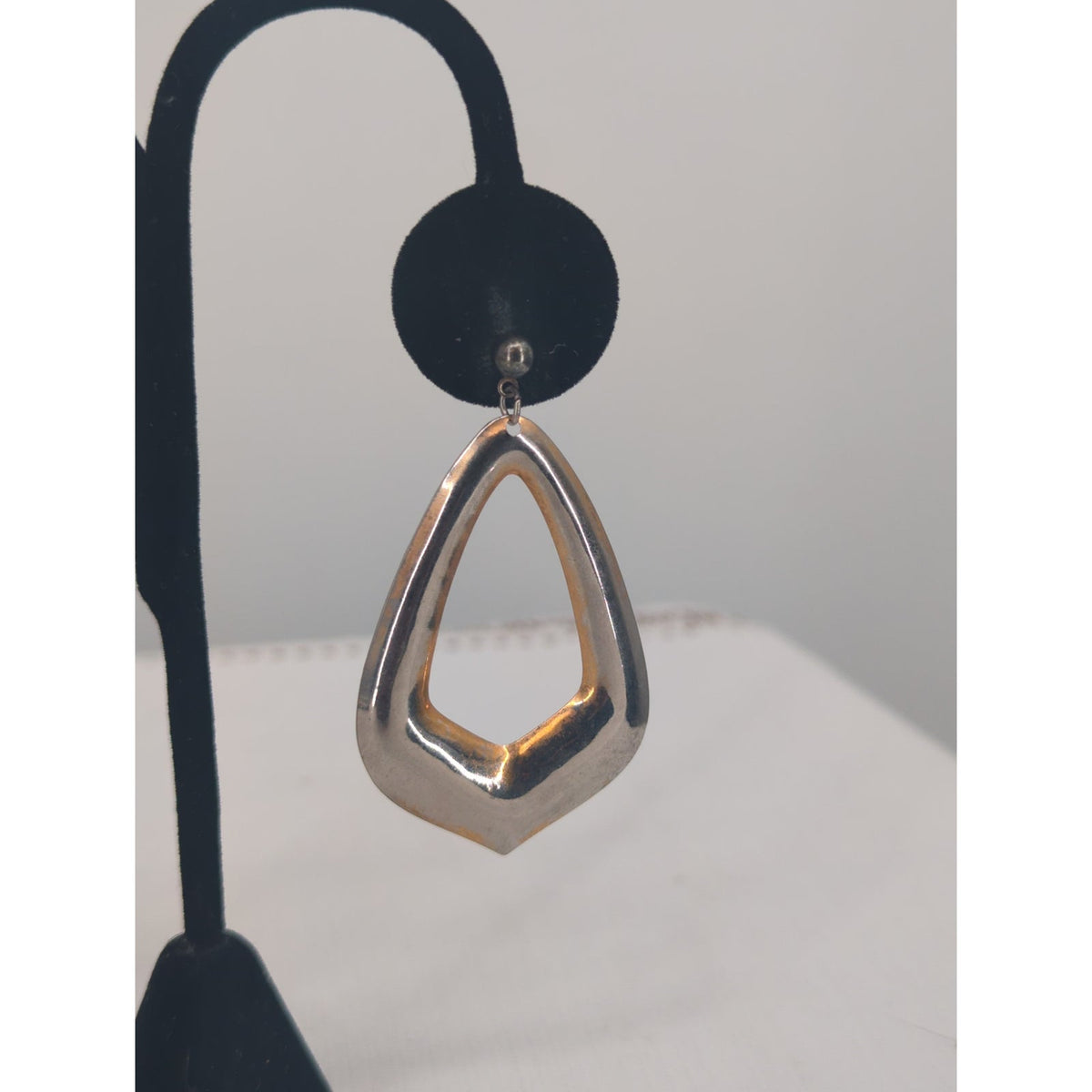 Vintage Gold-Tone Teardrop Post Earrings Modernist Geometric 1980s Glam
